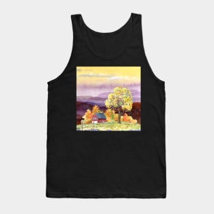 landscapes of watercolor country house Tank Top